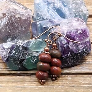 Picasso Jasper and Copper Stacked Earrings